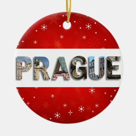 Praag Tsjechië Reisfoto's met kerstmis Keramisch Ornament (Voorkant)