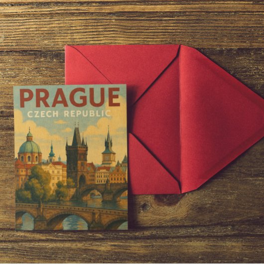 Praag Tsjechië Reisillustratie Briefkaart
