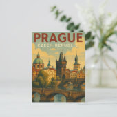 Praag Tsjechië Reisillustratie Briefkaart (Staand voorkant)