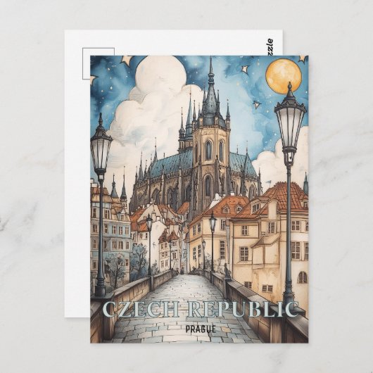 Praag Tsjechië Reizen Briefkaart (Voorkant / Achterkant)