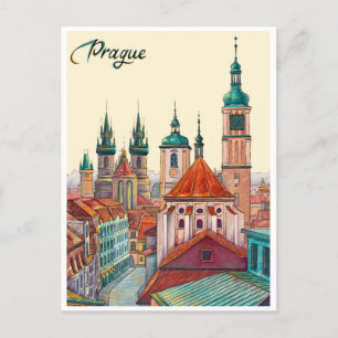 Praag Tsjechië Reizen  illustratie Briefkaart