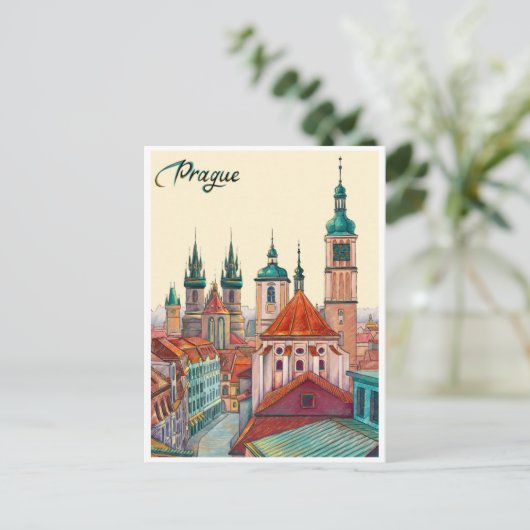 Praag Tsjechië Reizen  illustratie Briefkaart (Staand voorkant)