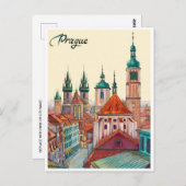 Praag Tsjechië Reizen  illustratie Briefkaart (Voorkant / Achterkant)