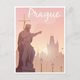 Praag Tsjechië Reizen illustratie Briefkaart