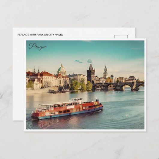 Praag Tsjechië Reizen  illustratie Briefkaart (Voorkant / Achterkant)