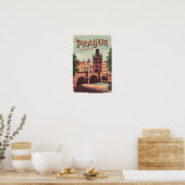 Praag Tsjechië Reizen Kunst Vintage Poster (Keuken)