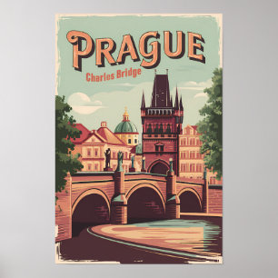 Praag Tsjechië Reizen Kunst Vintage Poster