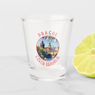 Praag Tsjechië Retro Distressed Circle Shot Glas