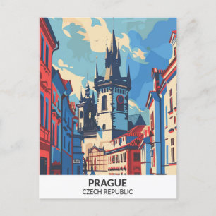 Praag Tsjechië Retro Kunstwerk Reizen Briefkaart