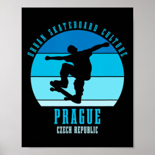 Praag Tsjechië Skateboarder Urn Skateboarden Poster