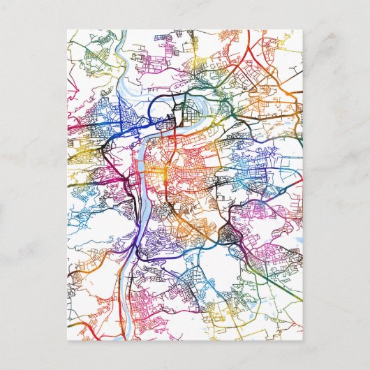 Praag Tsjechië Stadkaart Briefkaart (Voorkant)