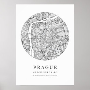 Praag Tsjechië Stadsplattegrond Poster