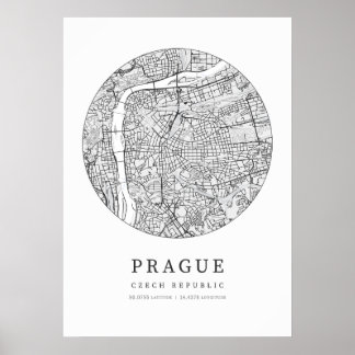 Praag Tsjechië Stadsplattegrond Poster