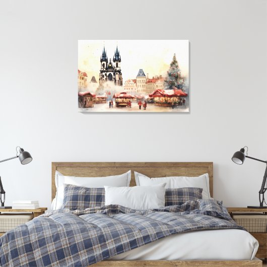 Praag, Tsjechië - Stretched Canvas Print (Insitu (Slaapkamer))