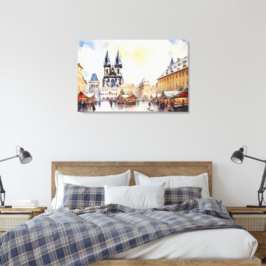 Praag, Tsjechië - Stretched Canvas Print (Insitu (Slaapkamer))
