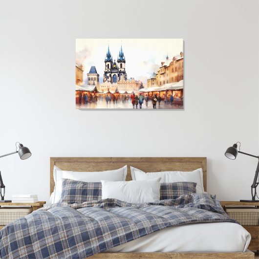Praag, Tsjechië - Stretched Canvas Print (Insitu (Slaapkamer))