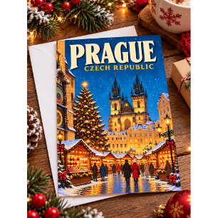 Praag Tsjechië Vintage Kerst Reizen Briefkaart