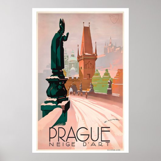 Praag Tsjechië Vintage Reisposter Poster (Voorkant)