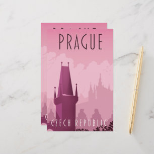 Praag Tsjechië vintage stijl reisposter