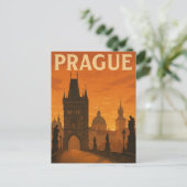 Praag Tsjechië Vintage Travel Briefkaart (Staand voorkant)