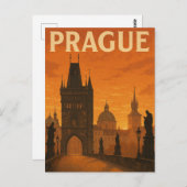 Praag Tsjechië Vintage Travel Briefkaart (Voorkant / Achterkant)