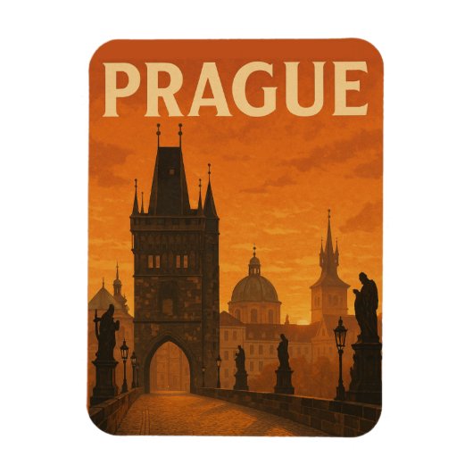 Praag Tsjechië Vintage Travel Magneet (Verticaal)