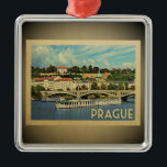 Praag Tsjechië Vintage Travel Ornament<br><div class="desc">Een  Praag-ornament met een mooi uitzicht van de stadskern met brug.</div>