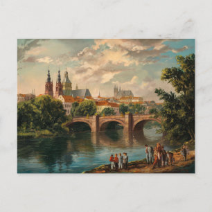 Praag, Tsjechië Waterverf schilderij Briefkaart