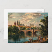 Praag, Tsjechië  Waterverf schilderij Briefkaart (Voorkant / Achterkant)