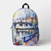 Praag - Tsjechië Waterverf Sketch | Bedrukte Rugzak (Voorkant)