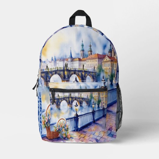 Praag - Tsjechië Waterverf Sketch | Bedrukte Rugzak (Voorkant)
