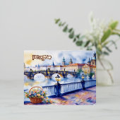 Praag - Tsjechië Waterverf Sketch | Folie Feestdagen Briefkaart (Staand Voorkant)