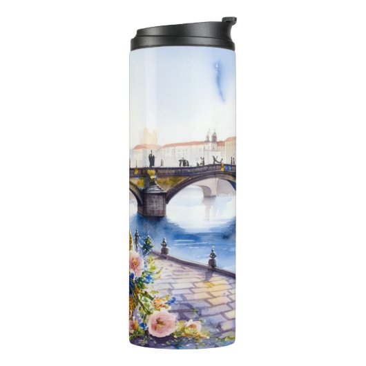 Praag - Tsjechië Waterverf Sketch | Thermosbeker (Gedraaid links)