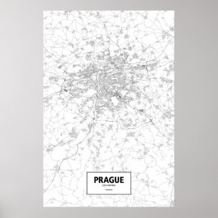 Praag, Tsjechië (zwart op wit) Poster