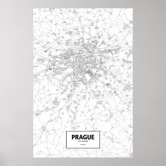 Praag, Tsjechië (zwart op wit) Poster (Voorkant)