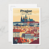 Praag Tsjechisch Kunstwerk Reizen Plaats illustrat Briefkaart (Voorkant / Achterkant)