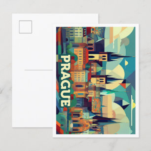 Praag Tsjechisch Reizen artistiek kleurrijk Briefkaart