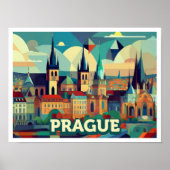Praag Tsjechisch Reizen artistiek kleurrijk Poster (Voorkant)
