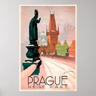 Praag Tsjechisch Vintage Reisposter Poster