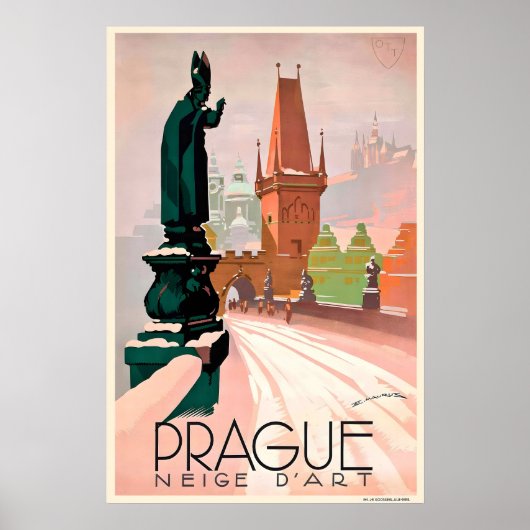 Praag Tsjechisch Vintage Reisposter Poster (Voorkant)