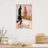 Praag Tsjechisch Vintage Reisposter Poster (Keuken)