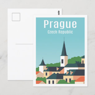 Praag Tsjechische Beroemde Reisplaats Illustratie Briefkaart