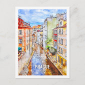 Praag Tsjechische Beroemde Reisplaats Waterverf Briefkaart (Voorkant)