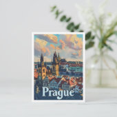 Praag Tsjechische Classic Art Retro Vintage Travel Briefkaart (Staand voorkant)