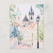 Praag Tsjechische gouache verf illustratie Reizen Briefkaart (Voorkant)