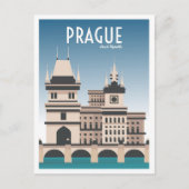 Praag Tsjechische kunst Vintage reisillustratie Briefkaart (Voorkant)