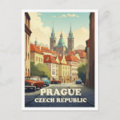 Praag Tsjechische kunst Vintage reisillustratie Briefkaart (Voorkant)