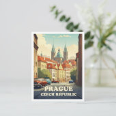 Praag Tsjechische kunst Vintage reisillustratie Briefkaart (Staand voorkant)