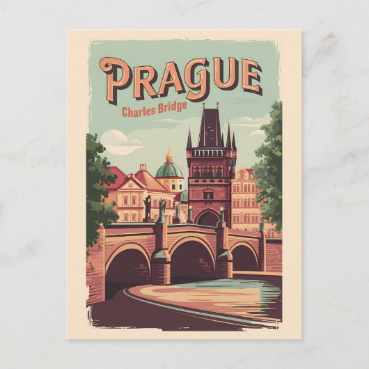 Praag Tsjechische Republiek Reiskunst  Briefkaart (Voorkant)