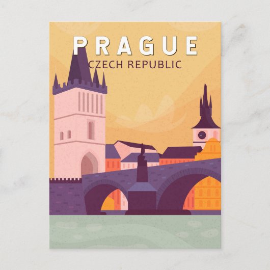 Praag Tsjechische Republiek Reiskunst Briefkaart (Voorkant)